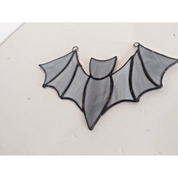 Hand Made Stained Glass Witchy Bat Suncatcher 7" x 5" - Picture 8 of 9